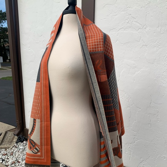 Reversible New Cashmere Western Horse Scarf Shawl Pashmina Wrap - Picture 2 of 16